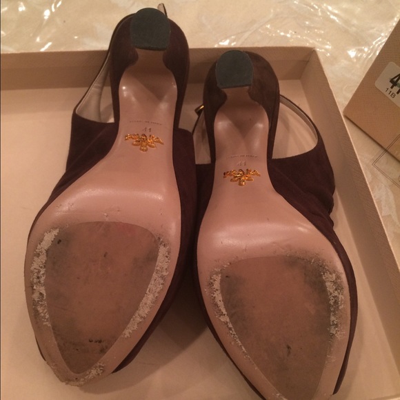 Prada Brown Suede Lace-Up Style Heeled Sandal - Picture 4 of 8